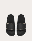 MEN'S VALENTINO GARAVANI ROCKSTUD RUBBER SLIDER SANDAL BLACK