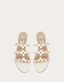 WOMEN'S VALENTINO GARAVANI ROCKSTUD FLAT SLIDE SANDAL LIGHT IVORY