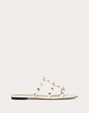 WOMEN'S VALENTINO GARAVANI ROCKSTUD FLAT SLIDE SANDAL LIGHT IVORY