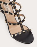 WOMEN'S VALENTINO GARAVANI ROCKSTUD CALFSKIN ANKLE STRAP SANDAL 100 MM BLACK