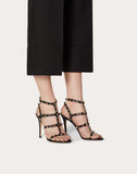 WOMEN'S VALENTINO GARAVANI ROCKSTUD CALFSKIN ANKLE STRAP SANDAL 100 MM BLACK