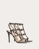 WOMEN'S VALENTINO GARAVANI ROCKSTUD CALFSKIN ANKLE STRAP SANDAL 100 MM BLACK