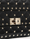 WOMEN'S VALENTINO GARAVANI SMALL ROCKSTUD SPIKE NAPPA LEATHER BAG BLACK
