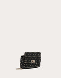 WOMEN'S VALENTINO GARAVANI SMALL ROCKSTUD SPIKE NAPPA LEATHER BAG BLACK