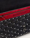 WOMEN'S VALENTINO GARAVANI LARGE CRINKLED LAMBSKIN ROCKSTUD SPIKE BAG BLACK