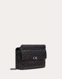 WOMEN'S VALENTINO GARAVANI LARGE CRINKLED LAMBSKIN ROCKSTUD SPIKE BAG BLACK