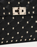 WOMEN'S VALENTINO GARAVANI LARGE ROCKSTUD SPIKE NAPPA LEATHER BAG BLACK