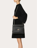 WOMEN'S VALENTINO GARAVANI LARGE ROCKSTUD SPIKE NAPPA LEATHER BAG BLACK