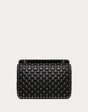 WOMEN'S VALENTINO GARAVANI LARGE ROCKSTUD SPIKE NAPPA LEATHER BAG BLACK