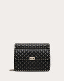 WOMEN'S VALENTINO GARAVANI LARGE ROCKSTUD SPIKE NAPPA LEATHER BAG BLACK
