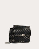 WOMEN'S VALENTINO GARAVANI LARGE ROCKSTUD SPIKE NAPPA LEATHER BAG BLACK