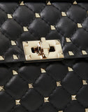 WOMEN'S VALENTINO GARAVANI MEDIUM ROCKSTUD SPIKE NAPPA LEATHER BAG BLACK