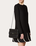 WOMEN'S VALENTINO GARAVANI MEDIUM CRINKLED LAMBSKIN ROCKSTUD SPIKE BAG BLACK