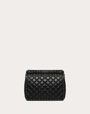 WOMEN'S VALENTINO GARAVANI MEDIUM CRINKLED LAMBSKIN ROCKSTUD SPIKE BAG BLACK
