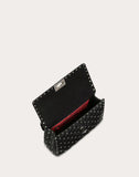 WOMEN'S VALENTINO GARAVANI MEDIUM CRINKLED LAMBSKIN ROCKSTUD SPIKE BAG BLACK