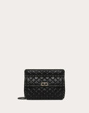 WOMEN'S VALENTINO GARAVANI MEDIUM CRINKLED LAMBSKIN ROCKSTUD SPIKE BAG BLACK