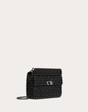WOMEN'S VALENTINO GARAVANI MEDIUM CRINKLED LAMBSKIN ROCKSTUD SPIKE BAG BLACK