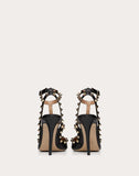 WOMEN'S VALENTINO GARAVANI ROCKSTUD GRAINY CALFSKIN ANKLE STRAP PUMP 100 MM BLACK