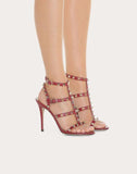 WOMEN'S VALENTINO GARAVANI ROCKSTUD CALFSKIN ANKLE STRAP SANDAL 100 MM RUBIN