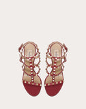 WOMEN'S VALENTINO GARAVANI ROCKSTUD CALFSKIN ANKLE STRAP SANDAL 100 MM RUBIN