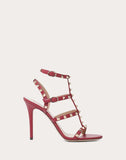 WOMEN'S VALENTINO GARAVANI ROCKSTUD CALFSKIN ANKLE STRAP SANDAL 100 MM RUBIN