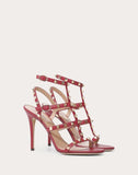 WOMEN'S VALENTINO GARAVANI ROCKSTUD CALFSKIN ANKLE STRAP SANDAL 100 MM RUBIN
