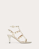 WOMEN'S VALENTINO GARAVANI ROCKSTUD CALFSKIN ANKLE STRAP SANDAL 70 MM LIGHT IVORY