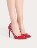 WOMEN'S VALENTINO GARAVANI ROCKSTUD GRAINY CALFSKIN PUMP 100 MM ROSSO VALENTINO