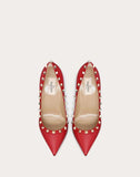 WOMEN'S VALENTINO GARAVANI ROCKSTUD GRAINY CALFSKIN PUMP 100 MM ROSSO VALENTINO