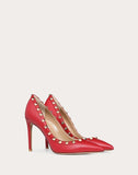 WOMEN'S VALENTINO GARAVANI ROCKSTUD GRAINY CALFSKIN PUMP 100 MM ROSSO VALENTINO