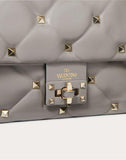 WOMEN'S VALENTINO GARAVANI MEDIUM CANDYSTUD TOP-HANDLE BAG PASTEL GRAY
