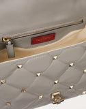 WOMEN'S VALENTINO GARAVANI MEDIUM CANDYSTUD TOP-HANDLE BAG PASTEL GRAY