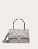 WOMEN'S VALENTINO GARAVANI MEDIUM CANDYSTUD TOP-HANDLE BAG PASTEL GRAY