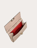 WOMEN'S VALENTINO GARAVANI ROCKSTUD SPIKE NAPPA LEATHER CROSSBODY CLUTCH BAG POUDRE