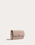 WOMEN'S VALENTINO GARAVANI ROCKSTUD SPIKE NAPPA LEATHER CROSSBODY CLUTCH BAG POUDRE
