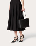WOMEN'S VALENTINO GARAVANI SMALL ROCKSTUD GRAINY CALFSKIN SHOPPER BLACK