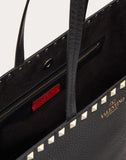 WOMEN'S VALENTINO GARAVANI SMALL ROCKSTUD GRAINY CALFSKIN SHOPPER BLACK