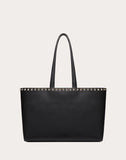 WOMEN'S VALENTINO GARAVANI SMALL ROCKSTUD GRAINY CALFSKIN SHOPPER BLACK