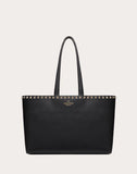 WOMEN'S VALENTINO GARAVANI SMALL ROCKSTUD GRAINY CALFSKIN SHOPPER BLACK