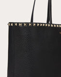WOMEN'S VALENTINO GARAVANI SMALL ROCKSTUD GRAINY CALFSKIN SHOPPER BLACK