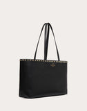 WOMEN'S VALENTINO GARAVANI SMALL ROCKSTUD GRAINY CALFSKIN SHOPPER BLACK