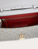 WOMEN'S VALENTINO GARAVANI ROCKSTUD SPIKE NAPPA LEATHER CROSSBODY CLUTCH BAG PASTEL GRAY