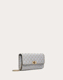 WOMEN'S VALENTINO GARAVANI ROCKSTUD SPIKE NAPPA LEATHER CROSSBODY CLUTCH BAG PASTEL GRAY