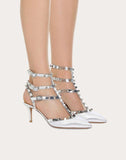 WOMEN'S VALENTINO GARAVANI METALLIC ROCKSTUD CAGED PUMP 65MM SILVER