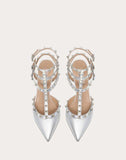 WOMEN'S VALENTINO GARAVANI METALLIC ROCKSTUD CAGED PUMP 65MM SILVER