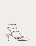 WOMEN'S VALENTINO GARAVANI METALLIC ROCKSTUD CAGED PUMP 65MM SILVER