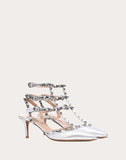 WOMEN'S VALENTINO GARAVANI METALLIC ROCKSTUD CAGED PUMP 65MM SILVER