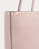 WOMEN'S VALENTINO GARAVANI SMALL ROCKSTUD GRAINY CALFSKIN SHOPPER POUDRE