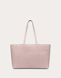 WOMEN'S VALENTINO GARAVANI SMALL ROCKSTUD GRAINY CALFSKIN SHOPPER POUDRE