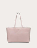 WOMEN'S VALENTINO GARAVANI SMALL ROCKSTUD GRAINY CALFSKIN SHOPPER POUDRE